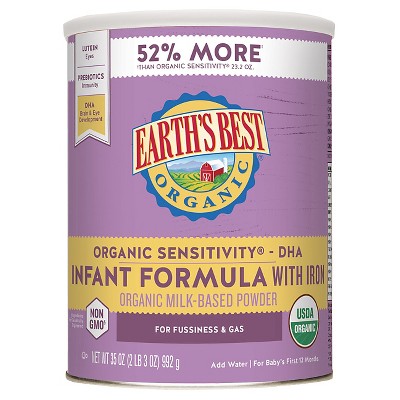 earth's best organic sensitivity infant formula with iron