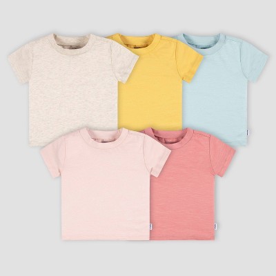 Gerber Baby Toddler 5-Pack Solid Short Sleeve T-shirts Jersey 160 GSM