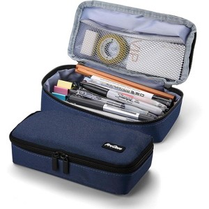 Fmeida Pencil Case, Large Capacity Students Stationery Pouch Pen Bag Holder, Portable Desk Organizer with Double Zipper for School Office Supplies - 1 of 4