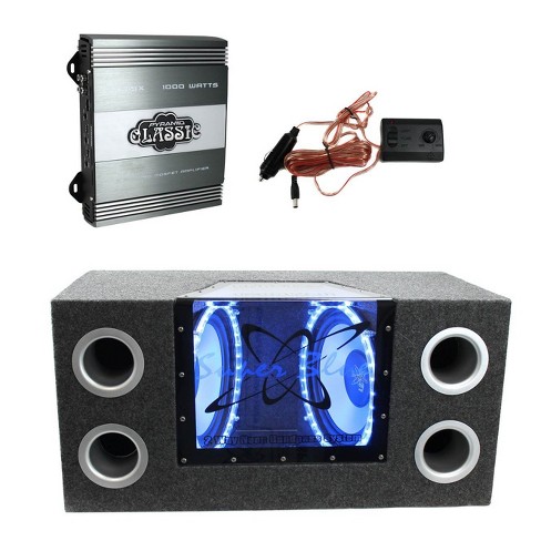Pyramid Bnps102 10" 1000w 4-ohm Subwoofer Sub Bandpass System With Neon Accent Lighting Pyramid Pb715x 1000w 2-channel 4-ohm Rca Amplifier : Target