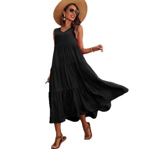 Coolmee Women's Summer Dresses Casual Sleeveless Dress Long Flowy A Line  Sundresses Beach Fashion Maxi Dress : Target