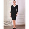 Hobemty Women's 3/4 Sleeve Contrast Color V Neck Elegant Work Sheath Dress - 2 of 4