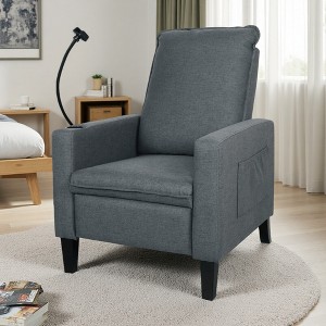 29" Fabric Recliner Chair with Push-Back, Cup Holder, and Phone Slot - 1 of 4