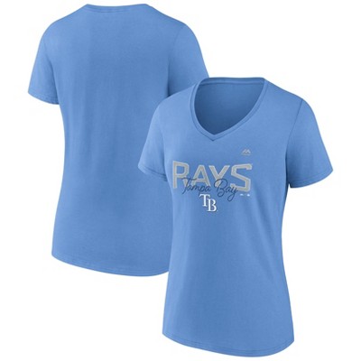 MLB Tampa Bay Rays Women's Short Sleeve Button Down Mesh Jersey 