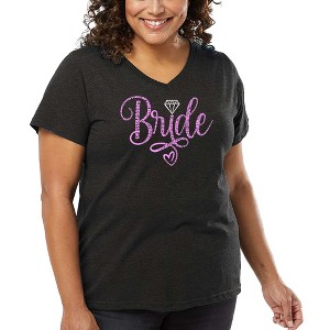 LA Pop Art Women's Word Art V-Neck - Bride - 1 of 4