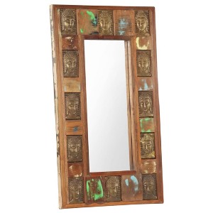 vidaXL Mirror with Buddha Cladding 19.7"x31.5" Solid Reclaimed Wood - 1 of 4