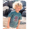 Deux par Deux Boy Short Sleeve Organic Cotton Graphic Tee Teal and Dark Old Rose - 12 Months - 2 of 4