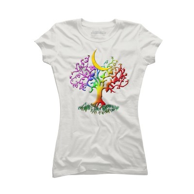 Adult Design By Humans Rainbow Pride Tree of Life By Fluffydstroyer T-Shirt