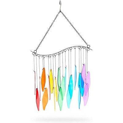 Okuna Outpost Rainbow Wind Chimes for Outdoor or Indoor Decor (11.22 x 18.9 Inches)