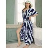 LEELA Women's Summer Maxi Nightdress Cover Up Gown Caftan Loungewear Dashiki House Dresses for Women 3X-4X Blue, Abstract - 2 of 4