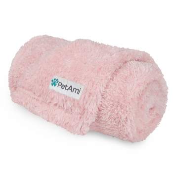 PetAmi Fluffy Dog Blanket for Pet Cat Puppy Kitten, Faux Shearling Soft Fleece Throw, Plush Reversible Washable Couch Cover