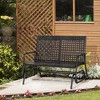 Outsunny Patio 2-Person Wicker Glider Bench Rocking Chair, Outdoor All-Hand Woven PE Rattan Loveseat for Patio, Garden, Porch, Lawn, Black - 3 of 4