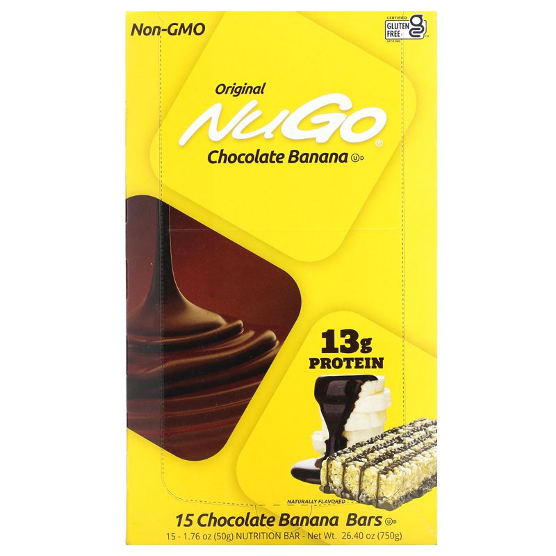 NuGo Nutrition Chocolate Banana Bars, 15 Bars, 1.76 oz (50 g) Each, 1 of 4