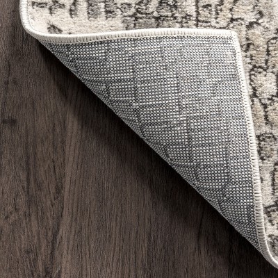 Contemporary Abstract Tile 7x9 Beige Synthetic Area Rug