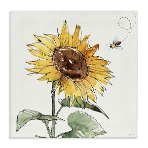 Stupell Industries Cheerful Sunflower Buzzing Bee Canvas Art, 17" x 17" - 1 of 4