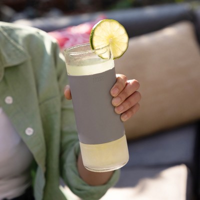 Gray Double-Walled Glass Highball FREEZE Tumblers Set of 2