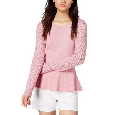 maison Jules Womens Pointelle-Knit Pullover Sweater