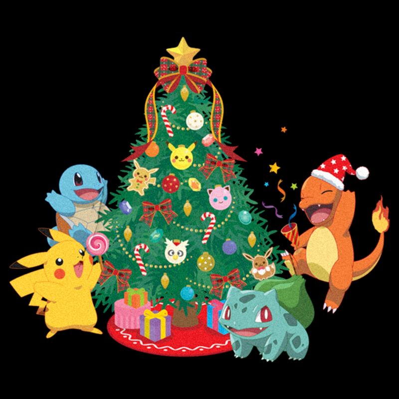 Men's Pokemon Christmas Tree Characters Pull Over Hoodie, 2 of 5