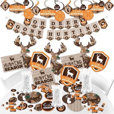 Big Dot of Happiness Gone Hunting - Deer Hunting Camo Baby Shower or Birthday Party Supplies - Banner Decoration Kit - Fundle Bundle