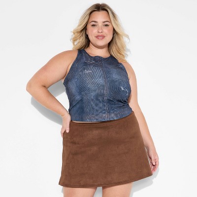 Women's High-Rise Suede A-Line Skort - Wild Fable™