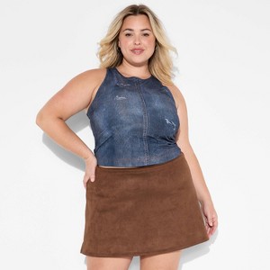 Women's High-Rise Suede A-Line Skort - Wild Fable™ - 1 of 3
