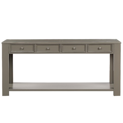 Console Table With Storage Drawers And Bottom Shelf Khaki-modernluxe ...