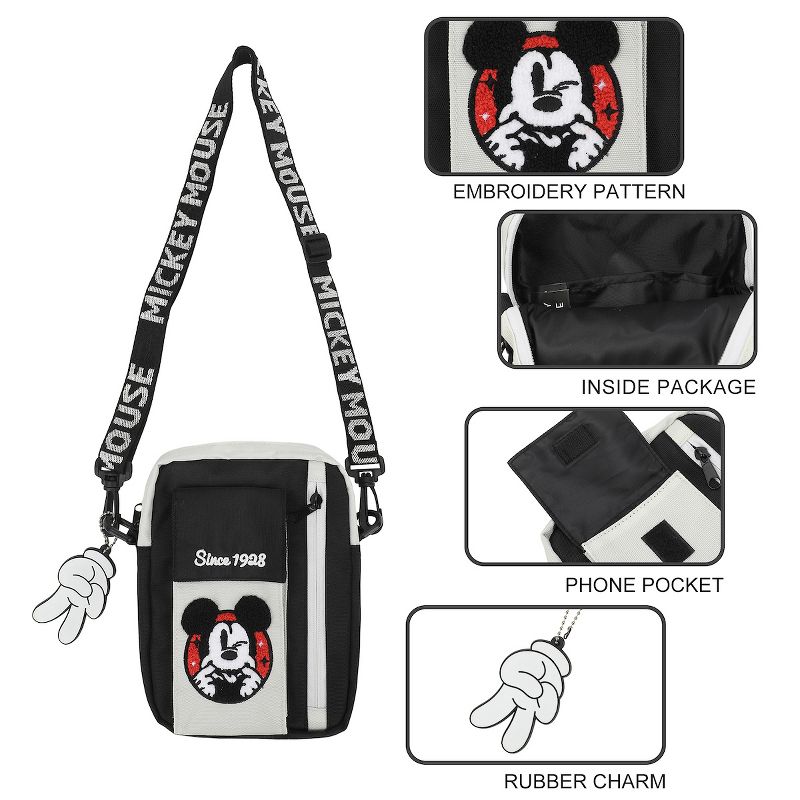Disney Mickey Mouse Classic Silly Mickey Face Adult Black Crossbody Mini Messenger Bag, 3 of 7