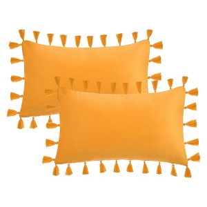 REGALWOVEN Velvet Soft Solid Covers Bohemian with Tassels Decorative Throw Pillow 2 Pcs - 1 of 4