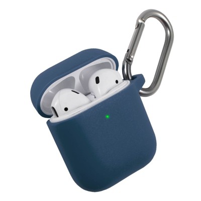 Insten Case Compatible with AirPods 1 & 2 - Protective Silicone Skin Cover with Keychain, Lake Blue