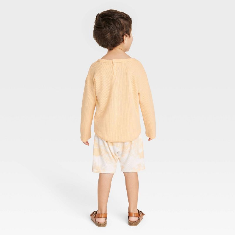 Grayson Collective Toddler Waffle Long Sleeve Top & Bottom Set - Peach Orange, 2 of 4