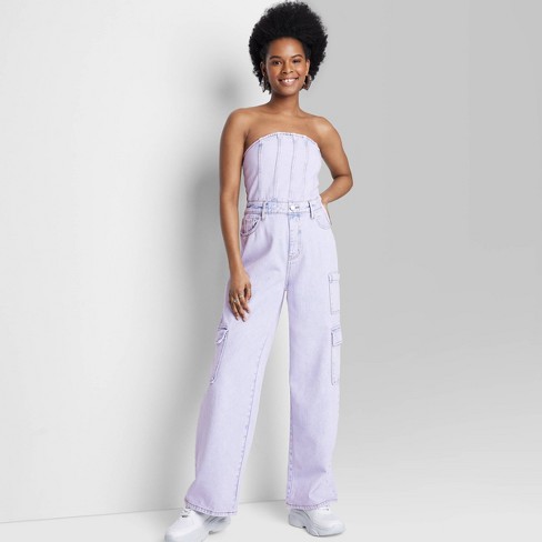 Women's Tube Cargo Denim Jumpsuit - Wild Fable™ Lavender S : Target