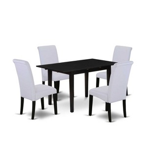 HomeStock 5-Pc Rectangular Black Finish Solid Wood Top-Upholstered Dining Room Set with High Back-Seats 4 - 1 of 4