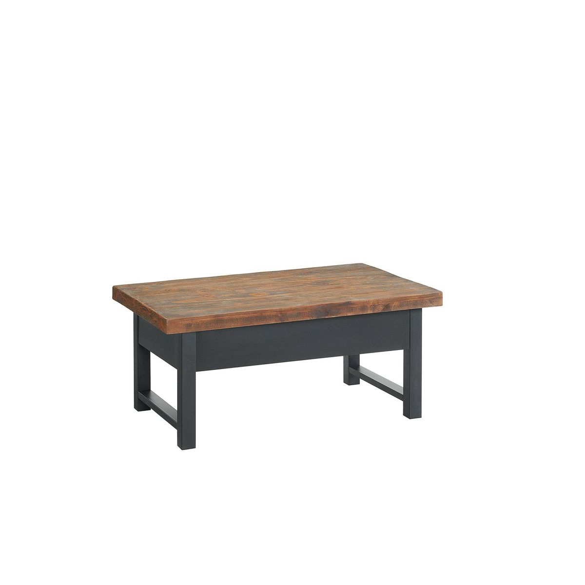 42" Pomona Coffee Table: Rustic Lift-Top Storage, Distressed Pine Wood, Industrial Style, Black Frame - thumbnail 3