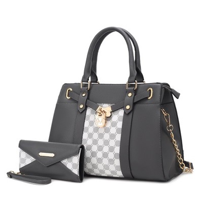 MKF Collection Christine Circular Print Vegan Leather Satchel Bag for Women with Matching Wallet by Mia K
