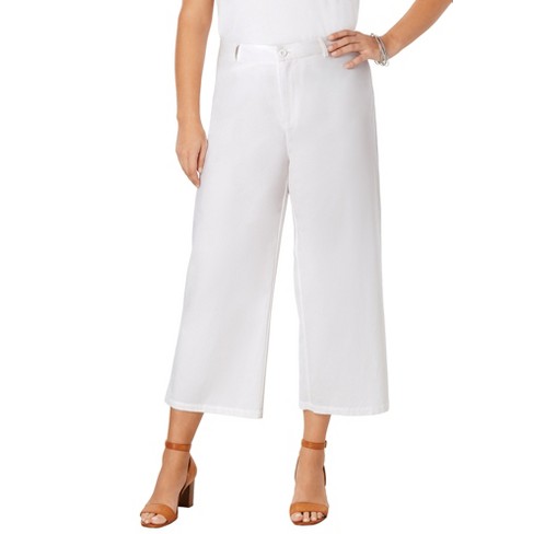 Plus Size Cropped Wide-Leg Pants