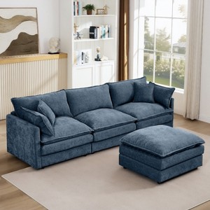 KWPZQEB 102" Modular Sectional Sofa, L Shaped Couch Set with Movable Ottoman, Chenille 3-Seater Cloud Couch with Throw Pillows for Living Room - 1 of 4