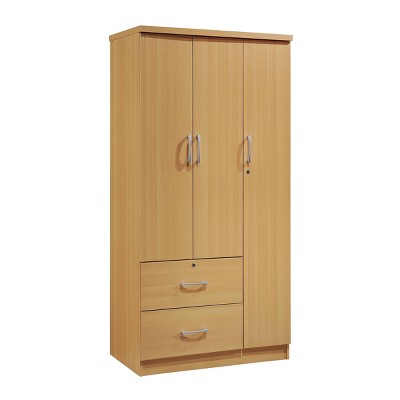 3 Door Armoire with 2 Drawers and 3 Shelves Pale Cream - Hodedah Import