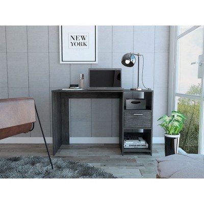 PAGED Home Office Desk 35.1" L Modern Computer Desk with Large Open Storage Shelf for Office, Study