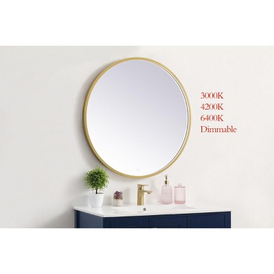 Elegant Brass Round LED Mirror with Aluminum Frame