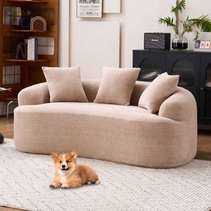 Curved Loveseat Sofa, Compact Design Couch for Small Spaces, Full Compression Foam Seating with Chenille Cover-Coolbibila - 1 of 4