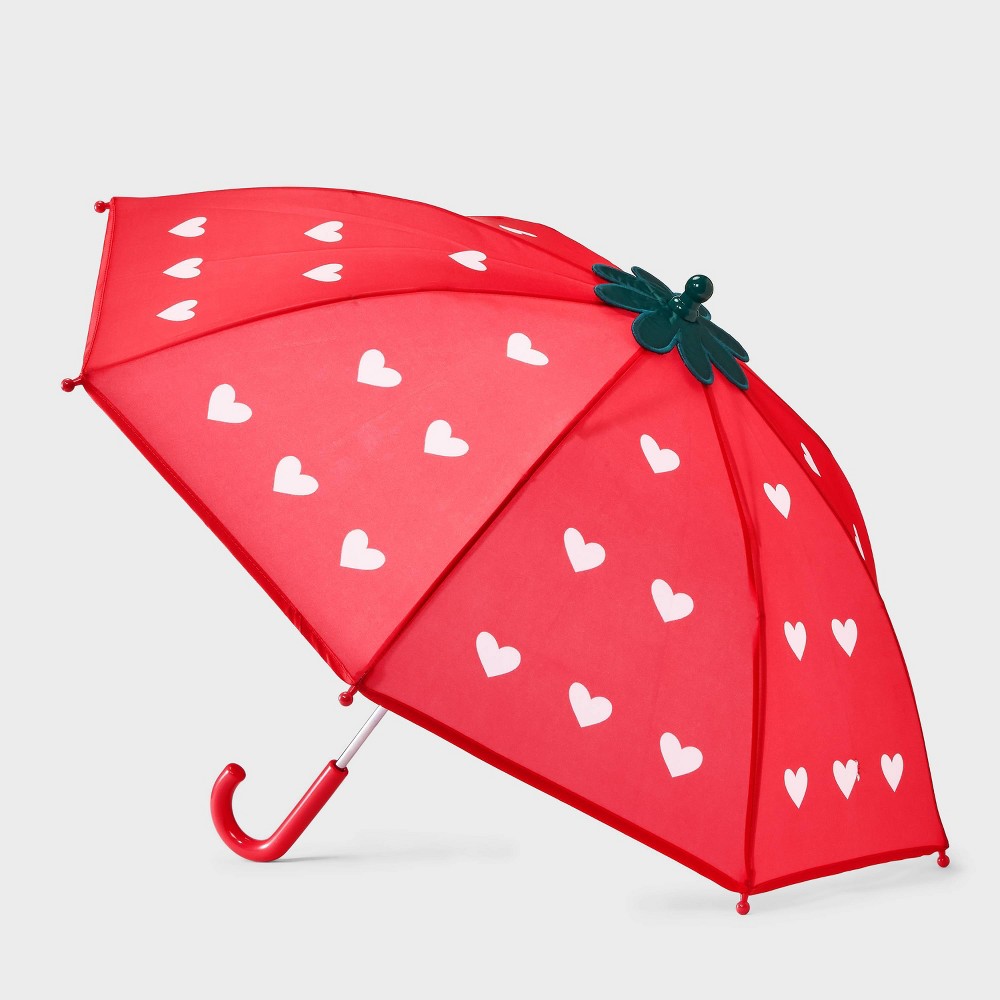 Photos - Travel Accessory Toddler Girls' Strawberry Mini Stick Umbrella - Cat & Jack™ Pink red