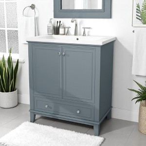 Mshliw 30" Bathroom Vanity with Sink Combo, Solid Wood Frame, Adjustable Shelf, Drawer & Cabinet Storage - 1 of 4