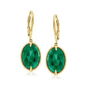 Ross-Simons 10.00 ct. t.w. Emerald Drop Earrings in 18kt Gold Over Sterling - 1 of 4