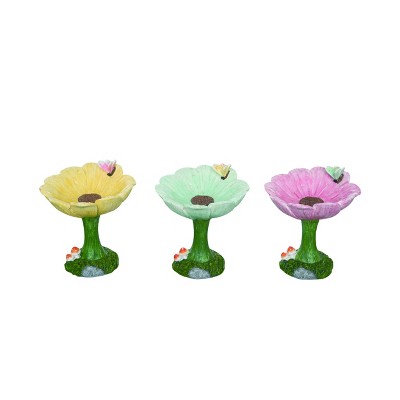 Transpac Resin Daisy Table Birdbath Set of 3 Decorative Animal Figurines for Spring Indoor Tabletop Decor Gift