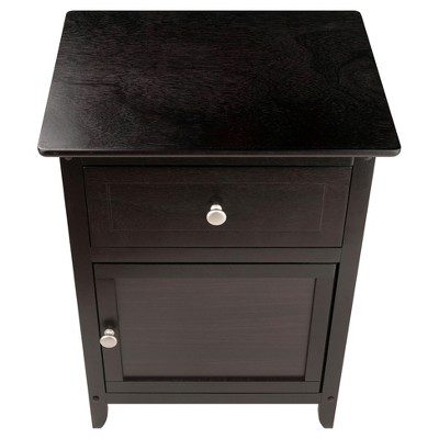 Espresso Transitional Wood Nightstand with Drawer and Cabinet