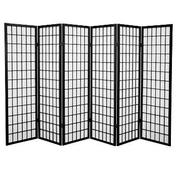 5 ft. Tall Window Pane Shoji Screen - Black (6 Panels)