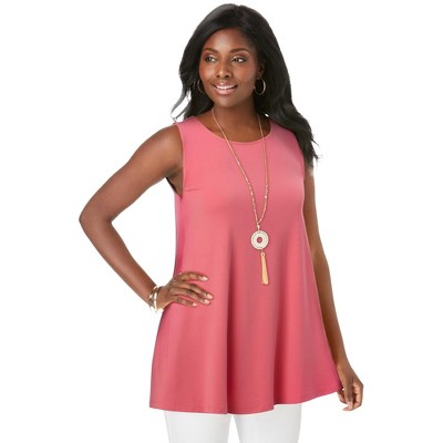 Jessica London Women's Plus Size Stretch Knit Sleeveless Swing Tunic