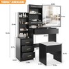 Vanity Desk with Sliding Mirror and Lights, Makeup Vanity Set with 4 Drawers, Stool - 2 of 4