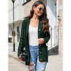 Women's Open Front Cardigan Sweater with Pockets Long Sleeve Cable Knit Button Loose Cardigan Sweater - 3 of 4