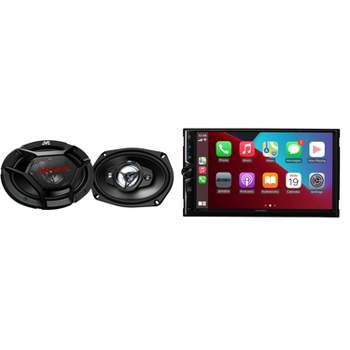 Jensen CAR723W 7" Touch Screen Digital Multimedia Receiver Wireless or Wired Apple CarPlay and Android Auto Compatible with 1 Pair JVC CS-DR6941 55...